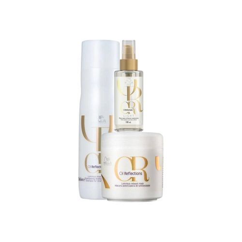 Kit Wella Oil Reflections Shampoo 250 ml + Máscara 150 ml + Oleo Light 100 ml Kit Wella Oil Reflections Shampoo Máscara e Oleo Light Kit Wella Oil Reflections Shampoo 250 ml + Máscara 150 ml + Oleo Light 100 ml Kit Wella Oil Reflections Shampoo Máscara e Oleo Light