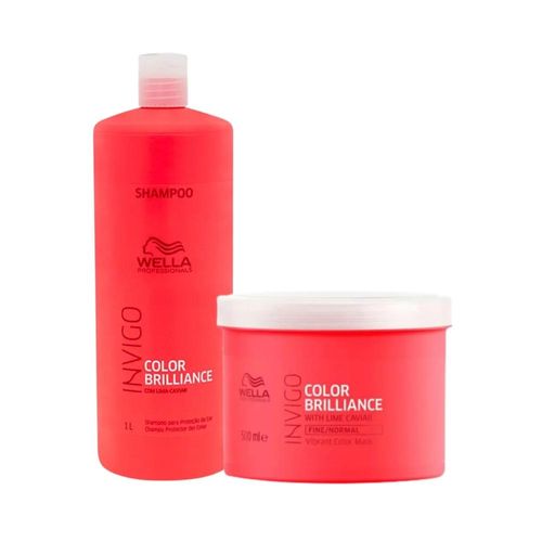 Kit Wella Invigo Color Brilliance Shampoo 1 Litro e Máscara 500 ml Kit Wella Invigo Color Brilliance Shampoo Máscara