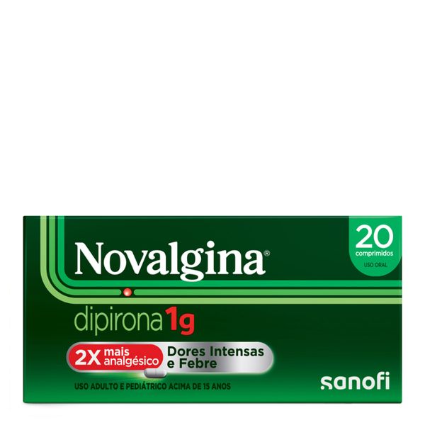 Analgésico e Antitérmico Novalgina 1g Dipirona Adulto 20 comprimidos