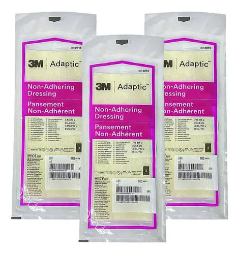 Kit 3 Pacotes Curativos Adaptic Não Aderente 7,6 x 20,3 cm 3M