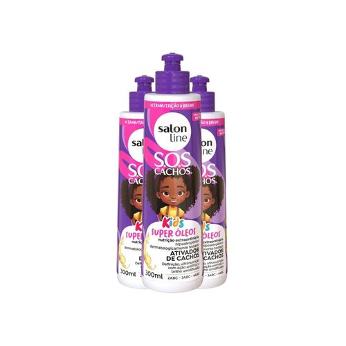 Kit Salon Line SOS Cachos Kids Super Oleos 3 Ativador 300 ml