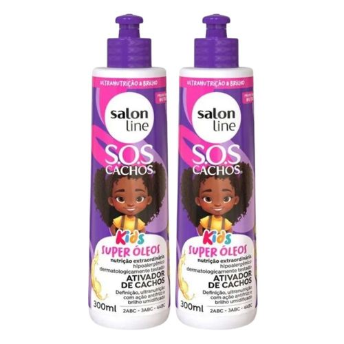 Kit Salon Line SOS Cachos Kids Super Oleos 2 Ativador 300ml