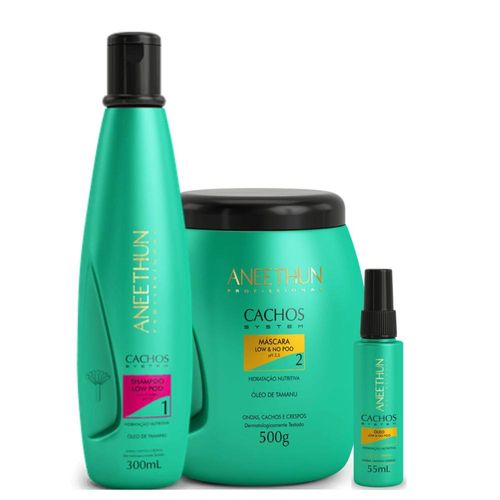 Kit Aneethun Cachos Shampoo + Máscara + Oleo 55 ml