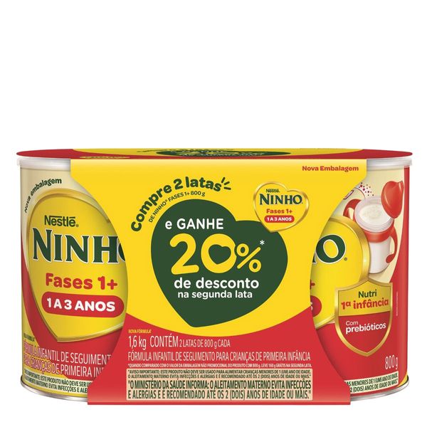 Kit Fórmula Infantil Ninho Fases +1 800g 2 Unidades