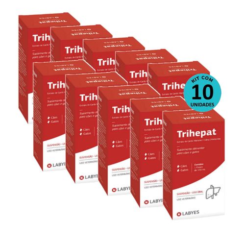 Kit 10 Suplemento Alimentar Trihepat Cães e Gatos 100mL - Labyes Kit 10 Suplemento Alimentar Trihepat Cães e Gatos 100mL - Labyes
