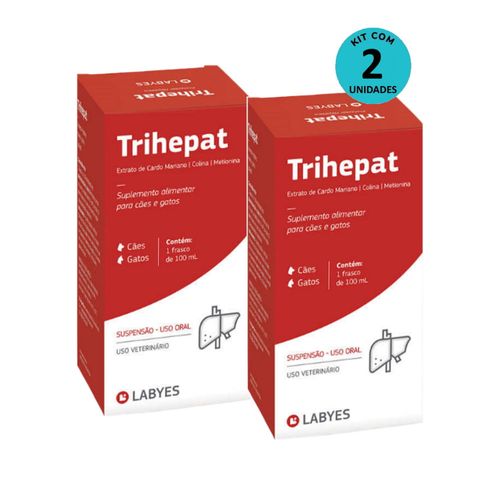 Kit 2 Suplemento Alimentar Trihepat Cães e Gatos 100mL - Labyes Kit 2 Suplemento Alimentar Trihepat Cães e Gatos 100mL - Labyes