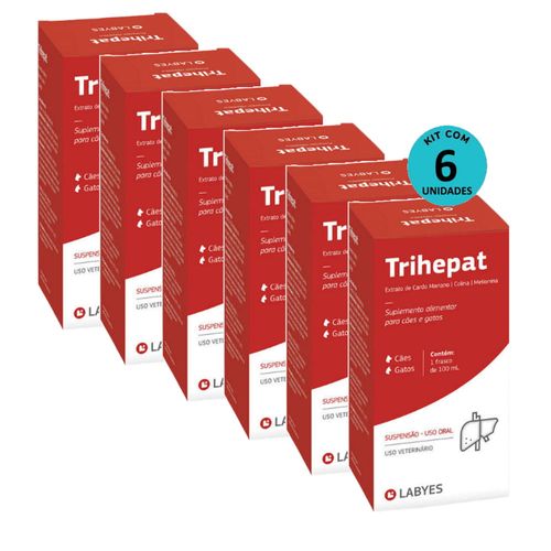 Kit 6 Suplemento Alimentar Trihepat Cães e Gatos 100mL - Labyes Kit 6 Suplemento Alimentar Trihepat Cães e Gatos 100mL - Labyes