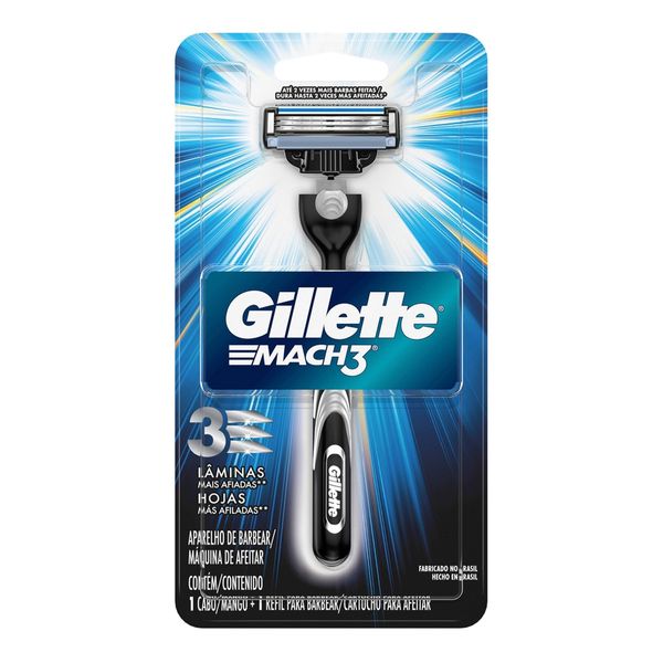 Aparelho de Barbear Recarregável Gillette Mach3 + 1 Refil