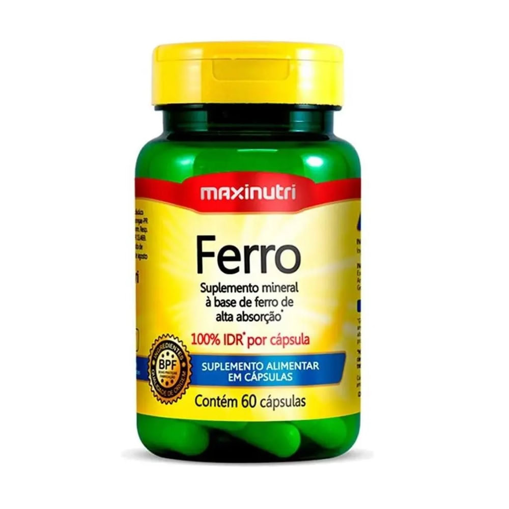 FERRO QUELATO 100%IDR 60 CAPSULAS MAXINUTRI