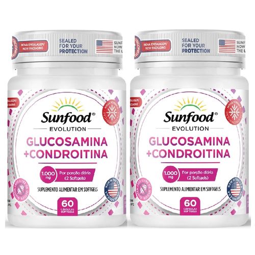Kit 02 GLUCOSAMINA CONDROITINA 60 SOFTGELS SUNFOOD EVOLUTION Kit 02 GLUCOSAMINA CONDROITINA 60 SOFTGELS SUNFOOD EVOLUTION