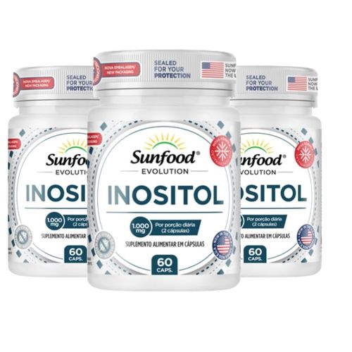 KIT 3 INOSITOL 1000MG 60 CAPS SUNFOOD EVOLUTION