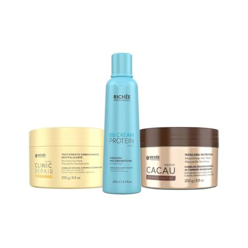 Kit Richée Cronograma Capilar Hidra Nutri Reconst 3x250ml