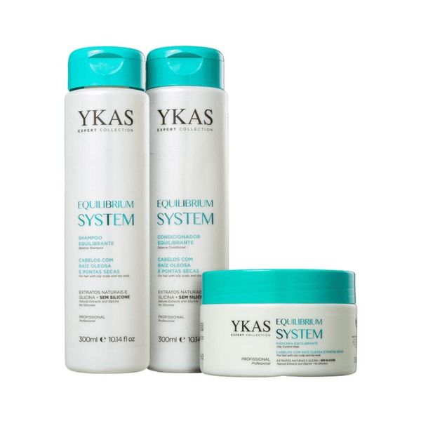Kit Ykas Equilibrium System Shamp + Condicionador + Máscara