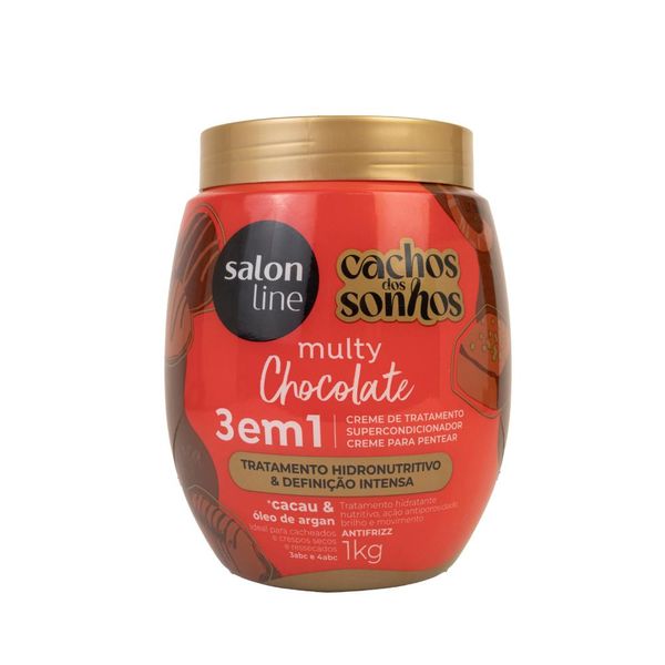 Creme Salon Line Cachos dos Sonhos 3 em 1 Chocolate 1Kg