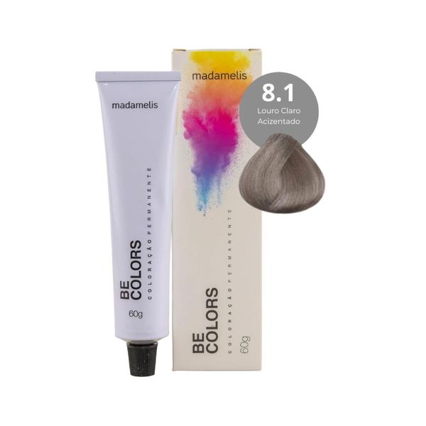 Coloração Madamelis BeColors Louro Claro Acinzentado 8.1 60g