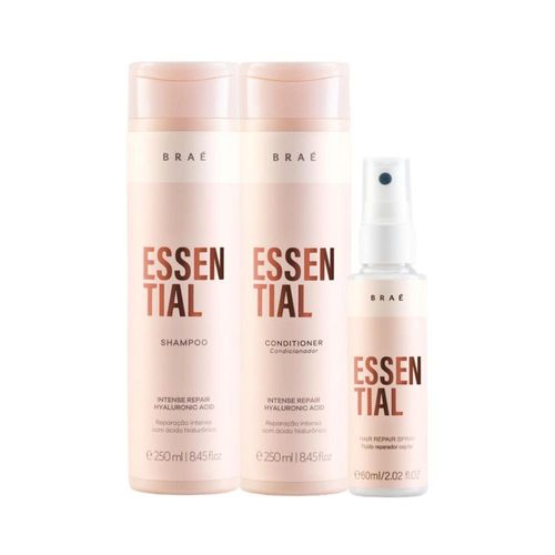 Kit Braé Essential Shampoo, Condicionador + Leave-in