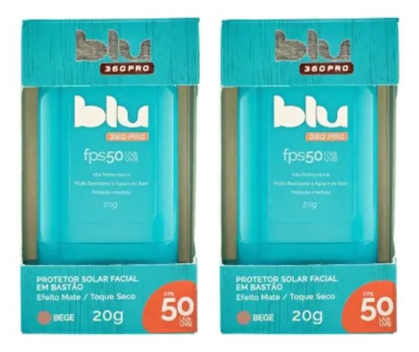 Kit C/ 2 Protetor Solar Em Bastão Fps50 Com Cor Blu 360pro