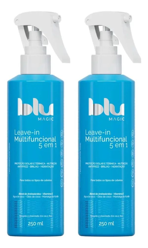 Kit C/ 2 Leave In Spray Capilar Protetor Solar Blu Magic
