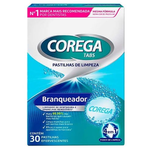 Corega Tabs Branqueador 30 pastilhas Corega Tabs Branqueador 30 pastilhas