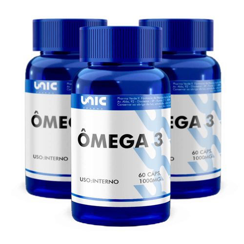 Kit Óleo de Peixe 1000mg (Ômega 3) 3 frascos de 60 Cáps