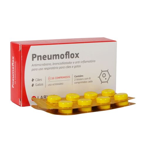 Antimicrobiano Pneumoflox com 16 Comprimidos para Cães e Gatos Labyes
