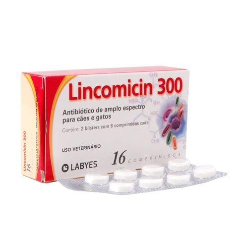 Kit Lincomicin 300 com 16 Comp. Cães e Gatos Labyes - com 3 unidades