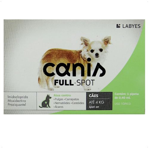ANTIPULGAS E VERMIFUGO CANIS FULLSPOT CÃES ATÉ 4KG