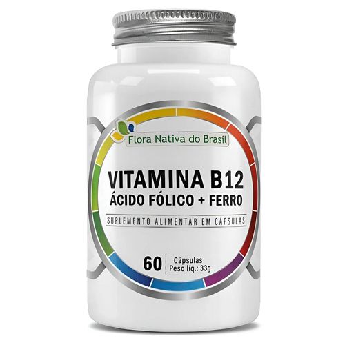 VITAMINA B12 + ACIDO FOLICO + FERRO 60 CPS FLORA NATIVA