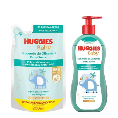 Kit-Huggies-Extra-Suave-Sabonete-Liquido-Refil-200ml---Sabonete-Liquido-para-bebe-200ml
