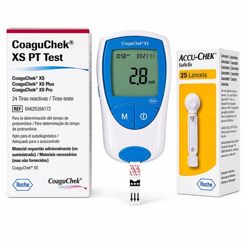 Kit CoaguChek XS Roche Aparelho + 24 Tiras + 25 Lancetas INR