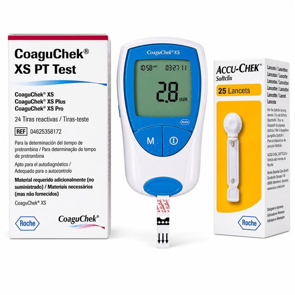 Kit CoaguChek XS Roche Aparelho + 24 Tiras + 25 Lancetas INR