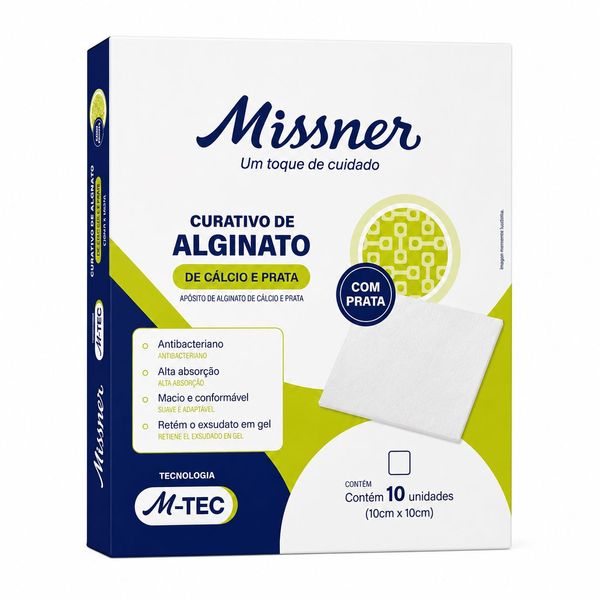 Curativo Alginato de Cálcio com Prata 10x10cm M-tec – Alta Absorção