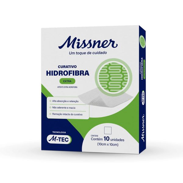 Curativo Hidrofibra Extra Reforçado 10x10cm Missner Estéril 1 Unidade