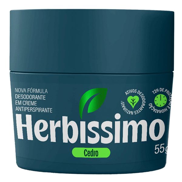 Desodorante Antitranspirante em Creme Herbíssimo Bioprotect Cedro 55g