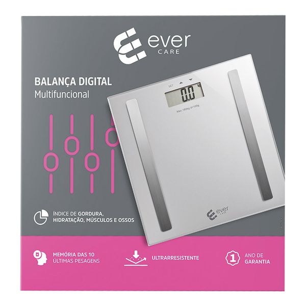 Balança Ever Care Digital Bioimpedância Prata