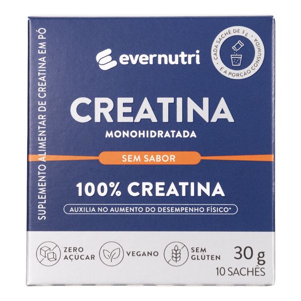 Creatina Monohidratada Ever Nutri 10 Saches de 3g Cada em Pó