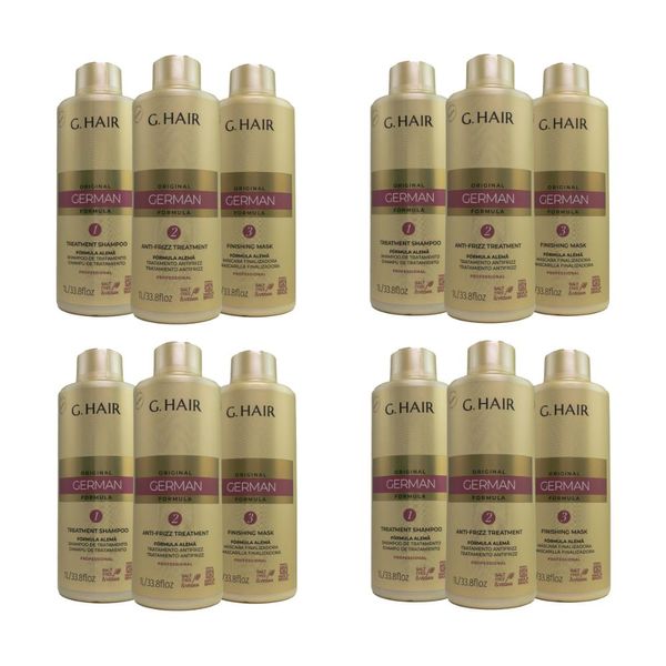 Kit G.Hair Escova Progressiva Alemã 4 (3 x 1 Litro)