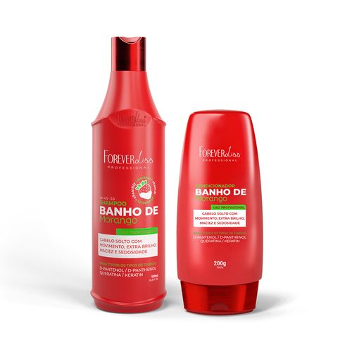 Kit Shampoo e Condicionador Banho de Verniz Morango Forever Liss U