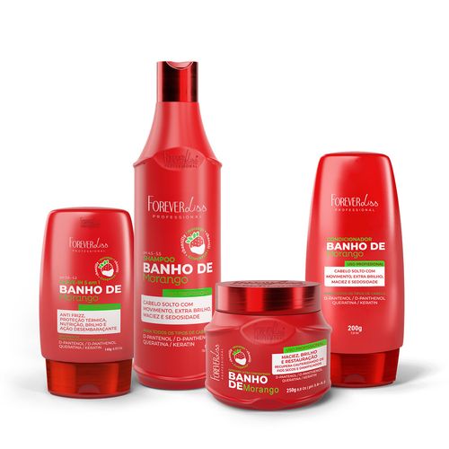 Kit Banho de Verniz Morango Completo Forever Liss U