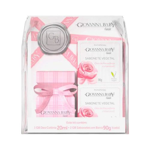Kit Giovanna Baby Classic Colônia 20ml + 2 Sabonetes Vegetais 90g 300g 012 Rosa Bebê