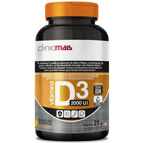 VITAMINA D3 2000UI CONCENTRADA 30 CÁPSULAS OLEOSAS SOFTCAPS - CLINICMAIS VITAMINA D3 2000UI CONCENTRADA 30 CÁPSULAS OLEOSAS SOFTCAPS - CLINICMAIS