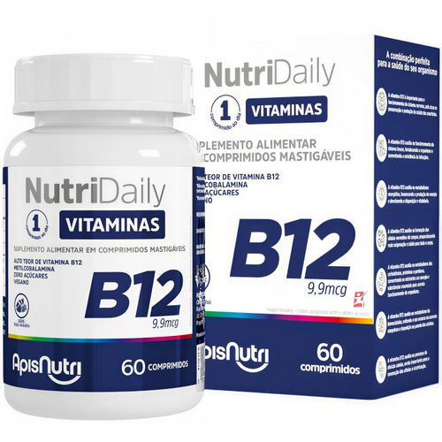 NUTRIDAILY VITAMINA B12 METILCOBALAMINA 60 COMPRIMIDOS MASTIGAVEIS FRUTAS VERMELHAS - APISNUTRI NUTRIDAILY VITAMINA B12 METILCOBALAMINA 60 COMPRIMIDOS MASTIGAVEIS FRUTAS VERMELHAS - APISNUTRI
