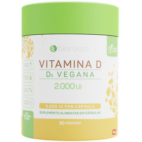 VITAMINA D3 VEGANA 2000UI POR CÁPSULA COLECALCIFEROL 30 CÁPSULAS - BIOROOTS VITAMINA D3 VEGANA 2000UI POR CÁPSULA COLECALCIFEROL 30 CÁPSULAS - BIOROOTS