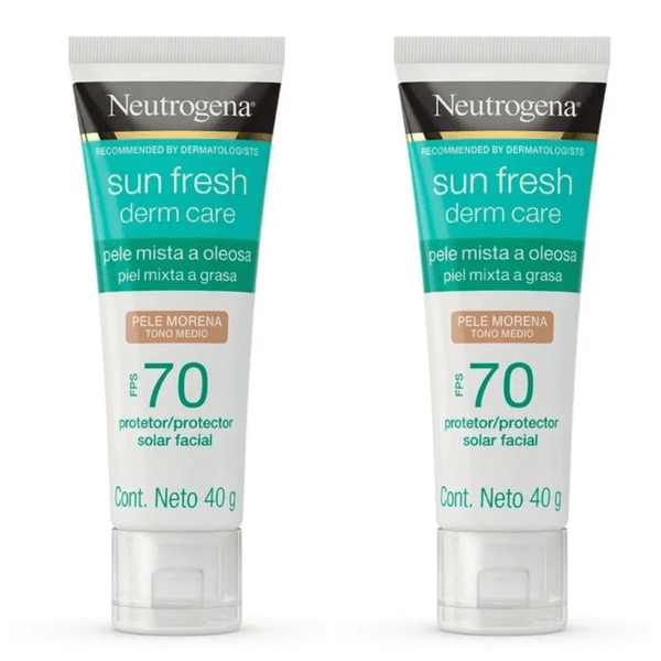 Kit com 2 Unidades de Protetor Solar Facial Sun Fresh Derm Care FPS70 Pele Morena Neutrogena 40g