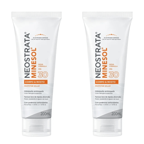 Kit com 2 Unidades de Protetor Solar Minesol Rosto E Corpo FPS30 Neostrata 200ml Kit com 2 Unidades de Protetor Solar Minesol Rosto E Corpo FPS30 Neostrata 200ml