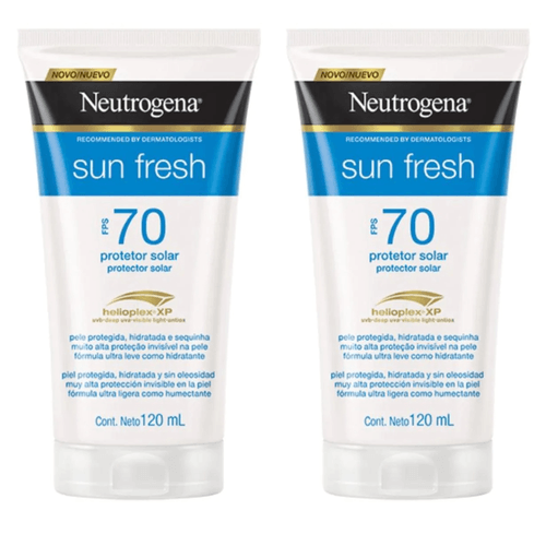 Kit com 2 Unidades de Neutrogena Sun Fresh Protetor Solar FPS 70 120 Ml