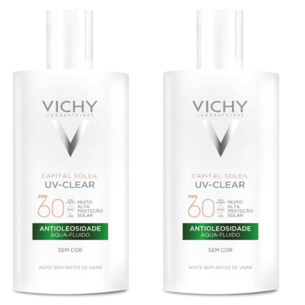 Kit com 2 Unidades de Vichy Capital Soleil Uv-Clear Protetor Solar Sem Cor FPS60 40g