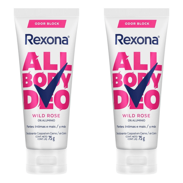Kit com 2 Unidades de Desodorante Creme Rexona All Body Deo Wild Rose 75g