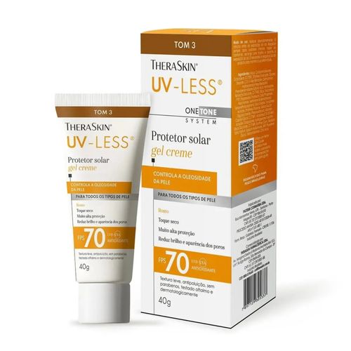 Protetor Solar Facial Gel Creme Uv-Less FPS70 Tom 3 40g Theraskin