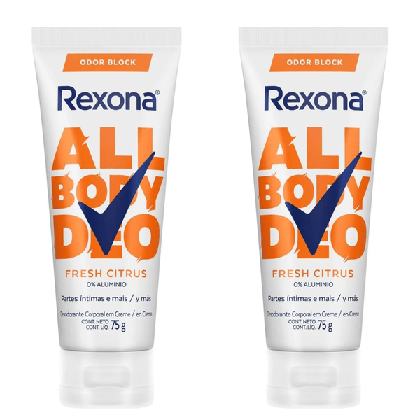 Kit com 2 Unidades de Desodorante Creme All Body Deo Fresh Citrus Rexona 75g